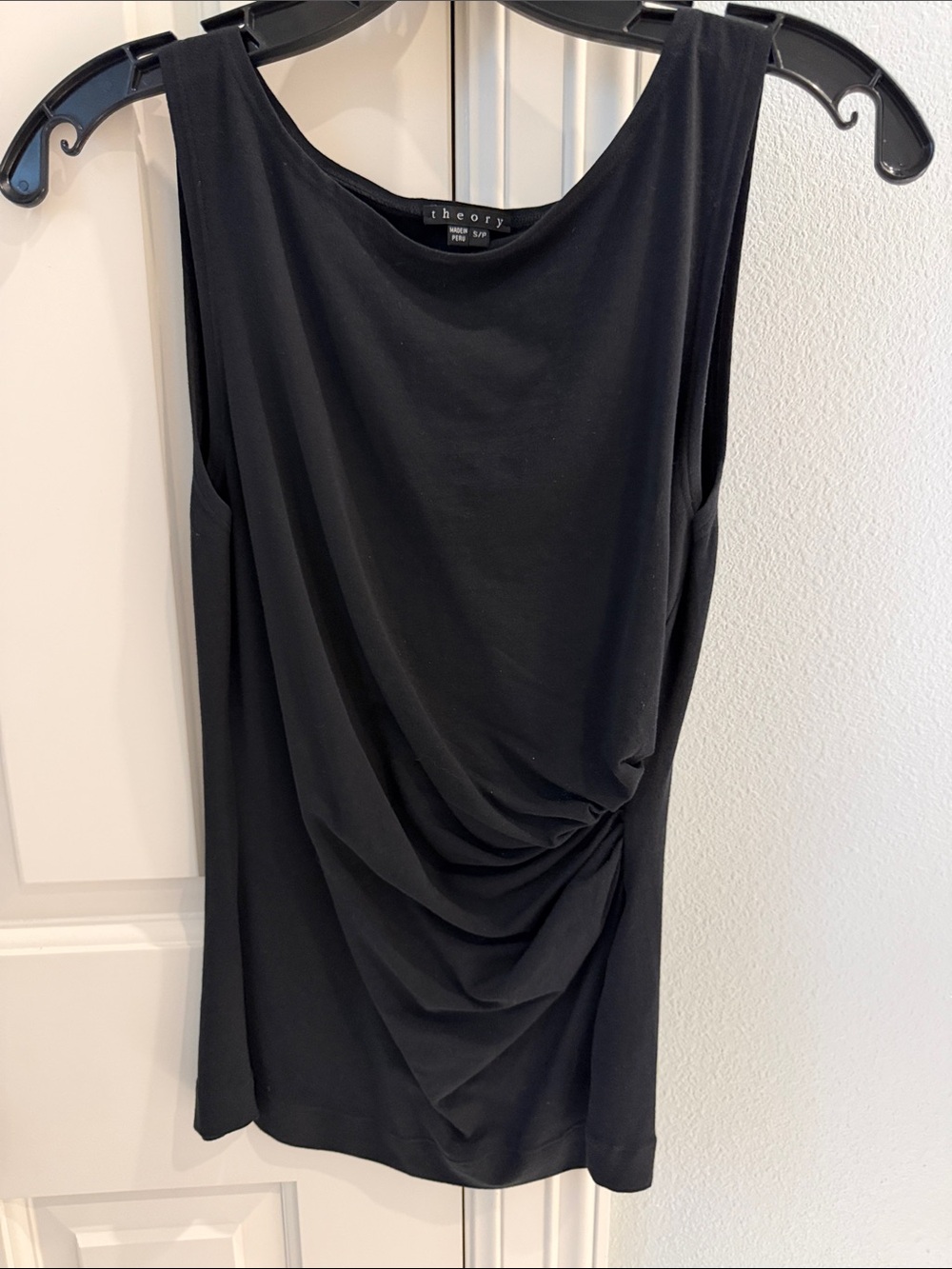 Theory Black Draped Sleeveless Tank Top